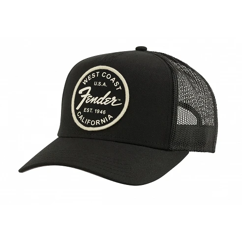 Fender West Coast Trucker Hat, Black, One Size Fits Most