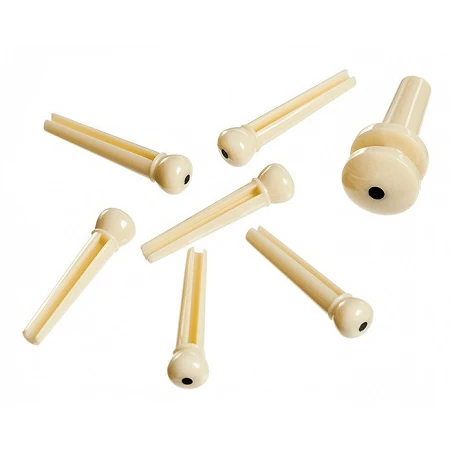 Daddario PWPS12 Plastic Bridge Pins Ivory With Ebony Dot