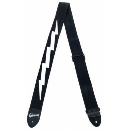 Gibson Lightning Bolt Seatbelt Black Correa Guitarra