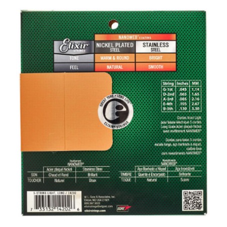 Elixir Nanoweb 14202 5-String Light 45-130