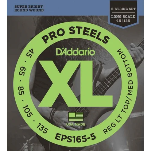 Daddario EPS165-5 ProSteels 5 cuerdas para bajo 45-135
