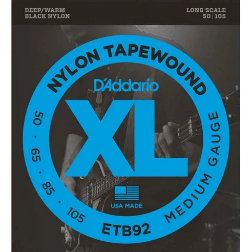 Daddario ETB92 Bass Nylon Tap - Tapewound Medium Long Scale Cuerdas para Bajo 50-105