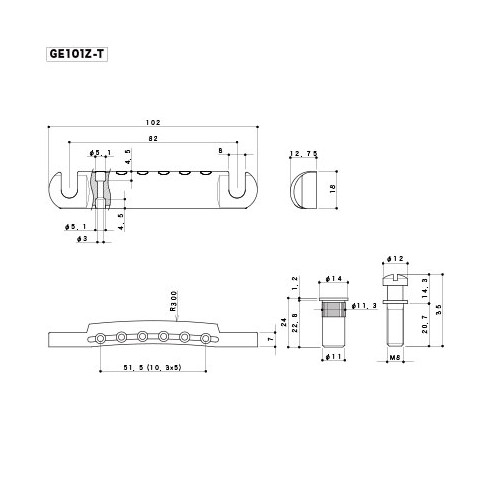 GOTOH GE101Z Tailpiece Metric Posts...