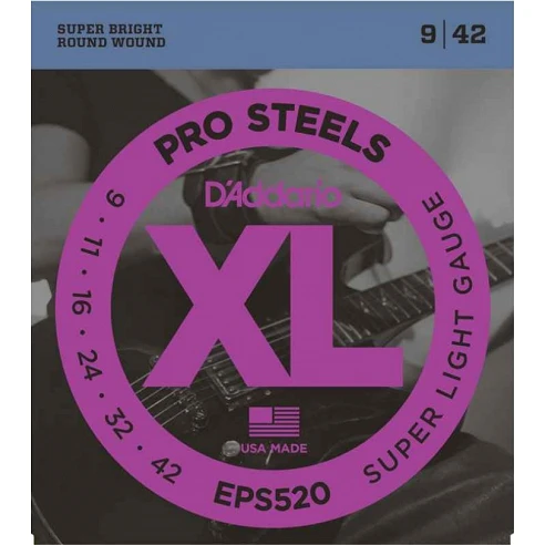Daddario EPS520 ProSteel Super Light Cuerdas para Guitarra Eléctrica 09-42