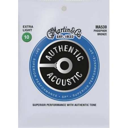 Martin Guitars MA530 Cuerdas Guitarra Acústica Authentic Sp Phosphor Bronze 92/8 Extra Light 10-47