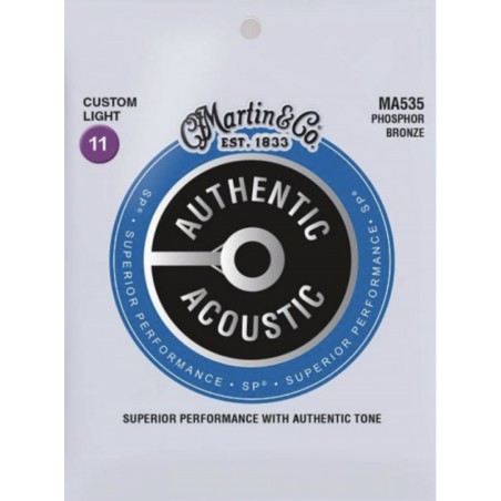 Martin Guitars MA535 Cuerdas Guitarra Acustica Authentic Sp Phosphor Bronze 92/8 Custom Light 11-52