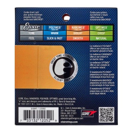 Elixir Nanoweb 12052 Cuerdas para Guitarra Eléctrica Light 10-46