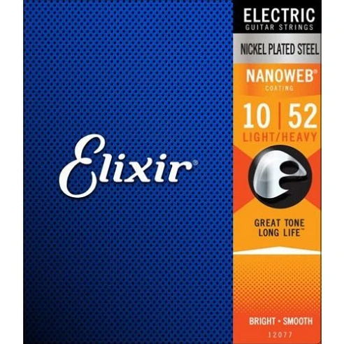 Elixir Nanoweb 12077 Cuerdas para Guitarra Eléctrica Light-Heavy 10-52