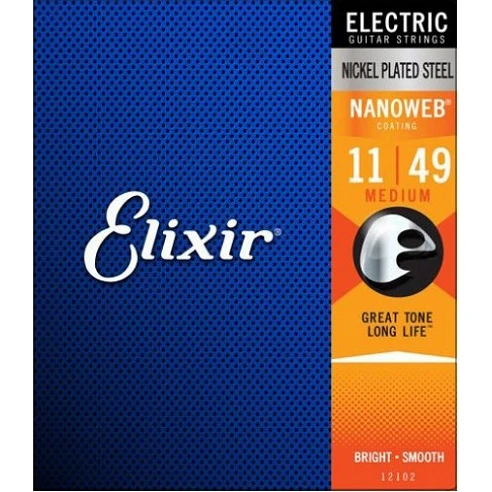 Elixir 12102 Nanoweb Cuerdas para Guitarra Eléctrica Medium 11-49
