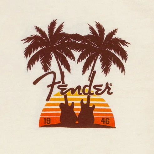 Fender Cami Twin Palms T-Shirt, Tan M