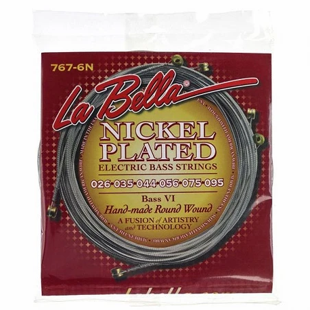 La Bella 767-6N Juego de Cuerdas para Bajo VI Round Wound Nickel 026-095