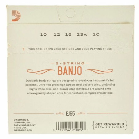 Daddario EJ55 Banjo 10-23 Set 5 Cuerdas Phosphor Bronze