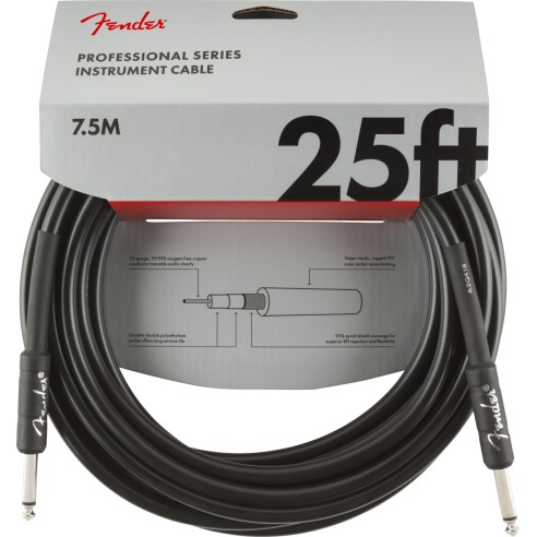 Fender Professional Series Instrument Cable, Recto/Recto, 7.5M, Black