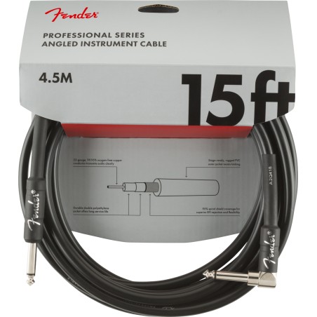 Fender Professional Series Instrument Cable, Recto/Codo, 4.5M, Black