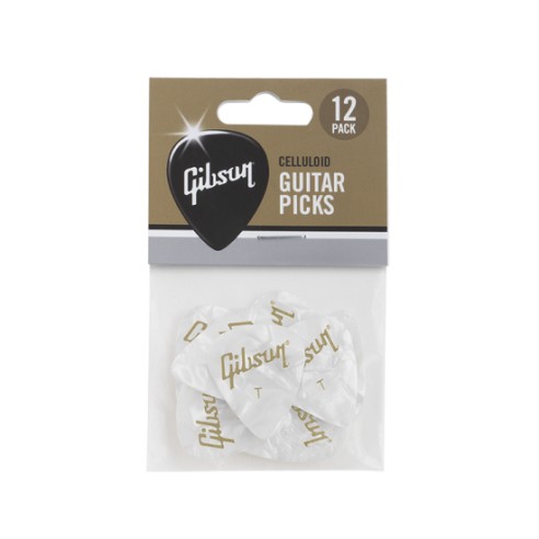 Gibson Pearloid White Thin Pack 12 Púas APRW12-74T
