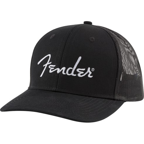 Fender Silver Thread Logo Snapback Trucker Hat Black