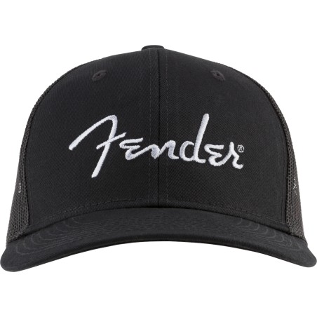 Fender Silver Thread Logo Snapback Trucker Hat Black