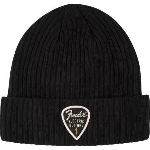 Fender Pick Patch Ribbed Beanie Black