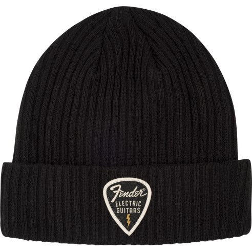 Fender Pick Patch Ribbed Beanie Black