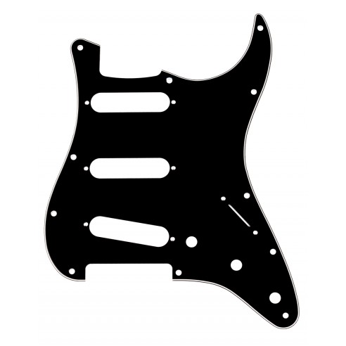 Fender Pickguard Stratocaster SSS 11-Hole Mount B/W/B 3-Ply Black