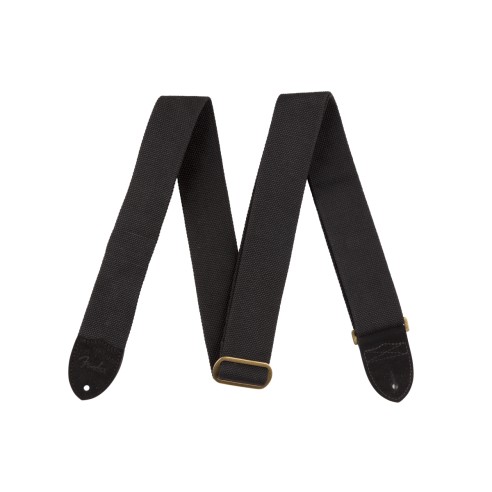 Fender Cotton - Leather Strap Black, 2"
