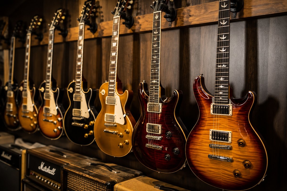 Selección de guitarras eléctricas Gibson Les Paul y PRS en Rockbox